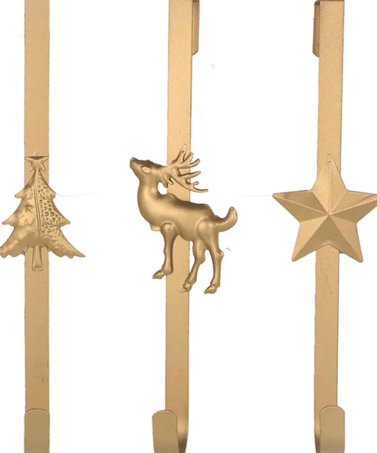 Naturn Christmas Kersthanger> Metalen Krans Haak - Set Van 3 | 10 X 6 X 29 Cm | Feestdagen Deurhanger | Feestdecoratie Over De Deur Haak | Goud