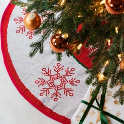 Navaris Decoratief Kerstboom Vloerkleed Vloerbeschermer - Beschermt De Vloer En Verstopt Bekabeling Van Lampjes - Kerstrok In Wit/Rood Online