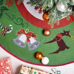 Navaris Decoratief Kerstboom Vloerkleed Vloerbeschermer - Beschermt De Vloer En Verstopt Bekabeling Van Lampjes - Kerstrok In Groen/Wit/Rood Cheap