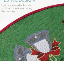 Navaris Decoratief Kerstboom Vloerkleed Vloerbeschermer - Beschermt De Vloer En Verstopt Bekabeling Van Lampjes - Kerstrok In Groen/Wit/Rood Cheap