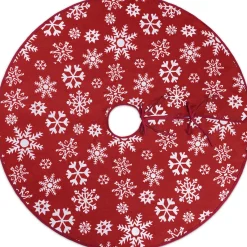 Navaris Decoratief Kerstboom Vloerkleed Vloerbeschermer - Beschermt De Vloer En Verstopt Bekabeling Van Lampjes - Kerstrok In Rood/Wit Fashion