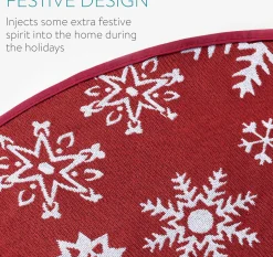 Navaris Decoratief Kerstboom Vloerkleed Vloerbeschermer - Beschermt De Vloer En Verstopt Bekabeling Van Lampjes - Kerstrok In Rood/Wit Fashion