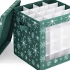 Navaris Kerstballen Opbergbox 64 Vakken - Opvouwbare Opbergdoos Voor Kerstdecoratie - In Feestelijk Donkergroen Kerstdesign Sale
