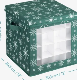 Navaris Kerstballen Opbergbox 64 Vakken - Opvouwbare Opbergdoos Voor Kerstdecoratie - In Feestelijk Donkergroen Kerstdesign Sale