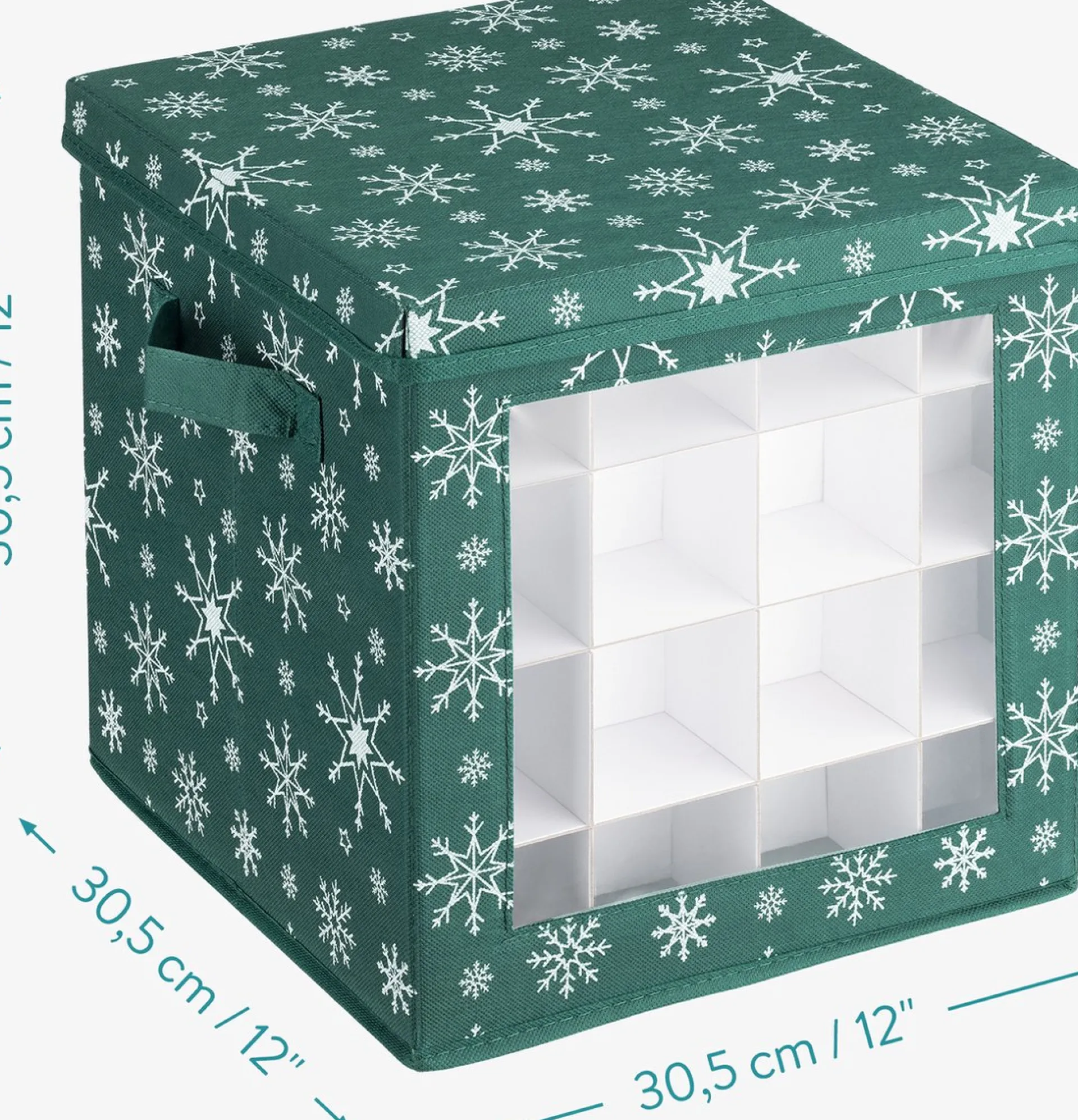 Navaris Kerstballen Opbergbox 64 Vakken - Opvouwbare Opbergdoos Voor Kerstdecoratie - In Feestelijk Donkergroen Kerstdesign Sale
