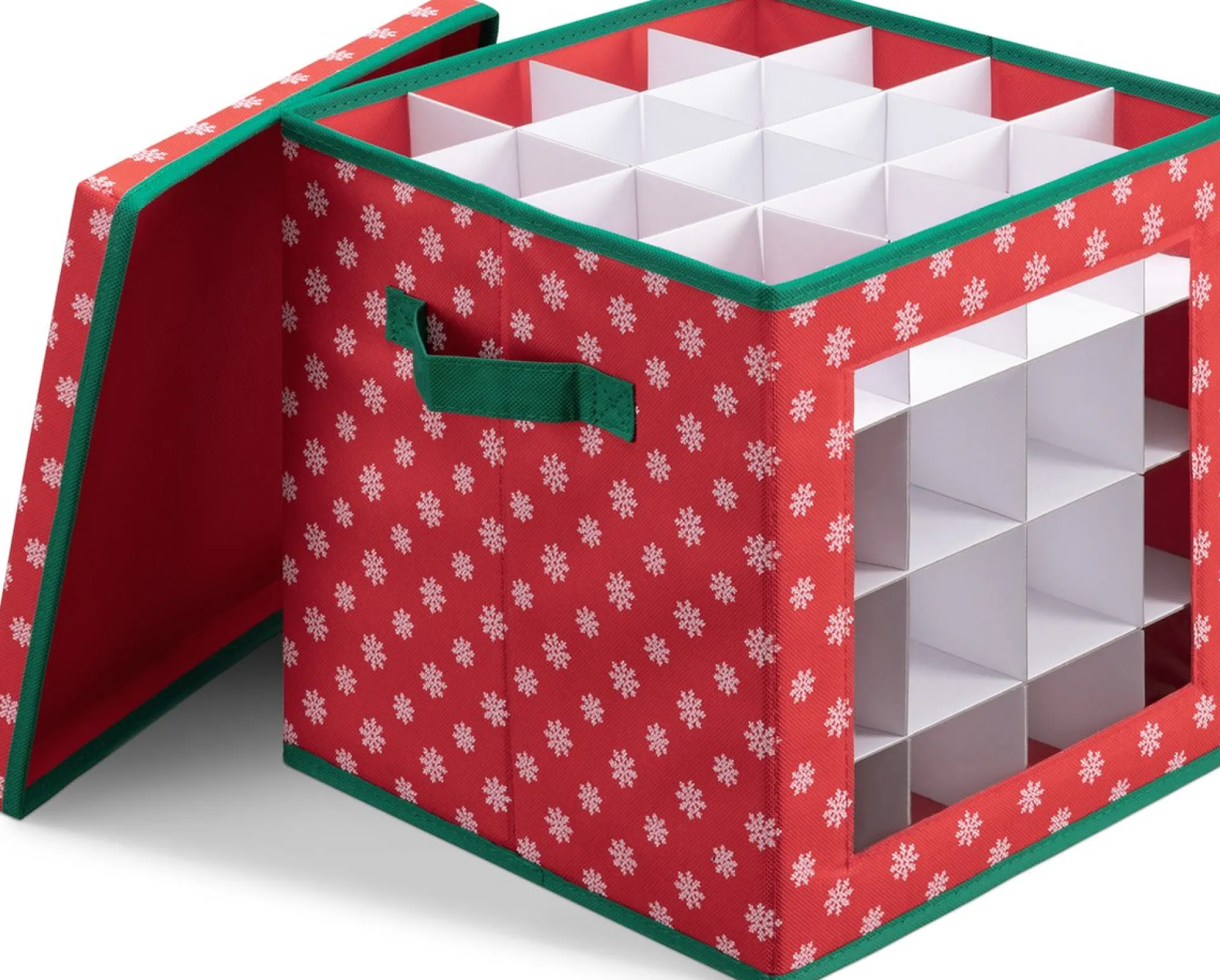 Merkloos Navaris Opvouwbare Kerstballen Opslag Doos - Kerstboom Ornamenten Container Met Feestelijk Ontwerp - Geschikt Voor 64 Kerstornamenten En Decoraties Store