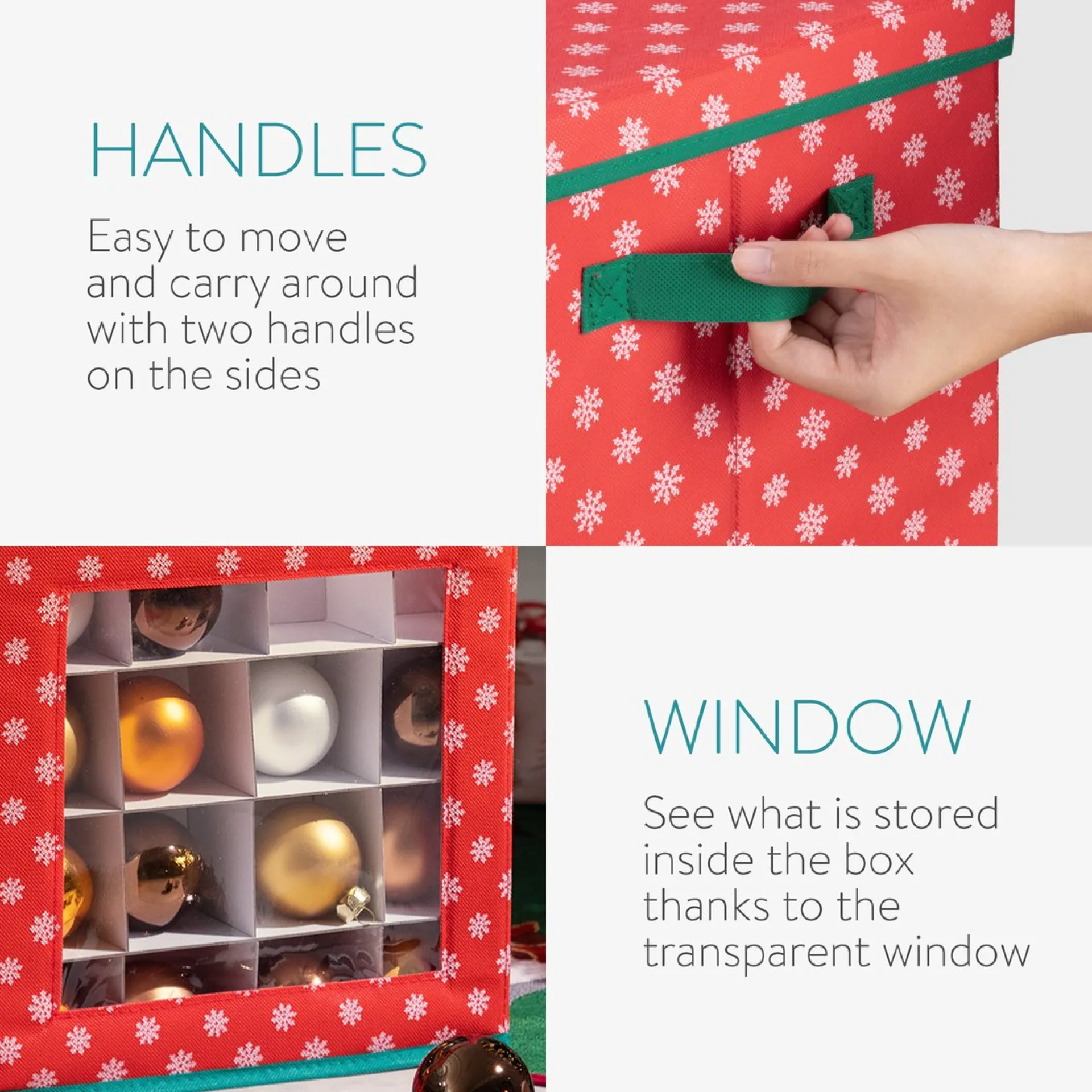 Merkloos Navaris Opvouwbare Kerstballen Opslag Doos - Kerstboom Ornamenten Container Met Feestelijk Ontwerp - Geschikt Voor 64 Kerstornamenten En Decoraties Store