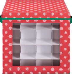 Merkloos Navaris Opvouwbare Kerstballen Opslag Doos - Kerstboom Ornamenten Container Met Feestelijk Ontwerp - Geschikt Voor 64 Kerstornamenten En Decoraties Store