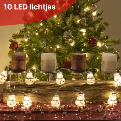 Nuvance - Kerstverlichting Sneeuwpop Figuren Op Batterij - Voor Binnen En Buiten - Kerstlampjes - Kerstdecoratie - Kerstboomversiering Figuurtjes - Versiering Voor Kerst Wit, Blauw, Transparant Clearance