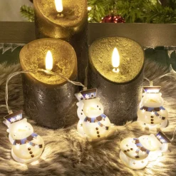 Nuvance - Kerstverlichting Sneeuwpop Figuren Op Batterij - Voor Binnen En Buiten - Kerstlampjes - Kerstdecoratie - Kerstboomversiering Figuurtjes - Versiering Voor Kerst Wit, Blauw, Transparant Clearance