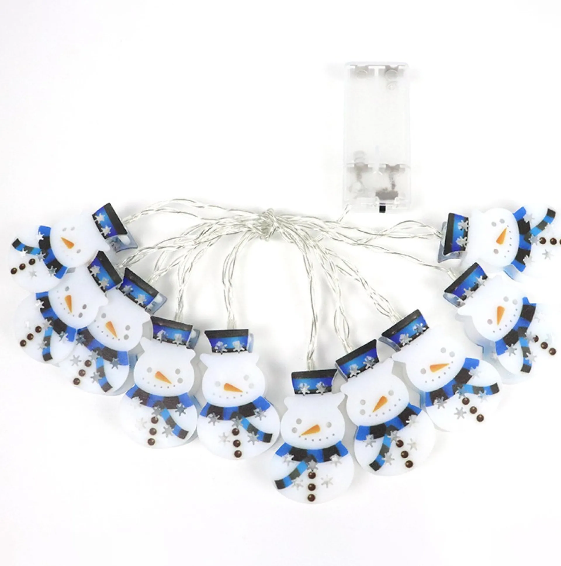 Nuvance - Kerstverlichting Sneeuwpop Figuren Op Batterij - Voor Binnen En Buiten - Kerstlampjes - Kerstdecoratie - Kerstboomversiering Figuurtjes - Versiering Voor Kerst Wit, Blauw, Transparant Clearance