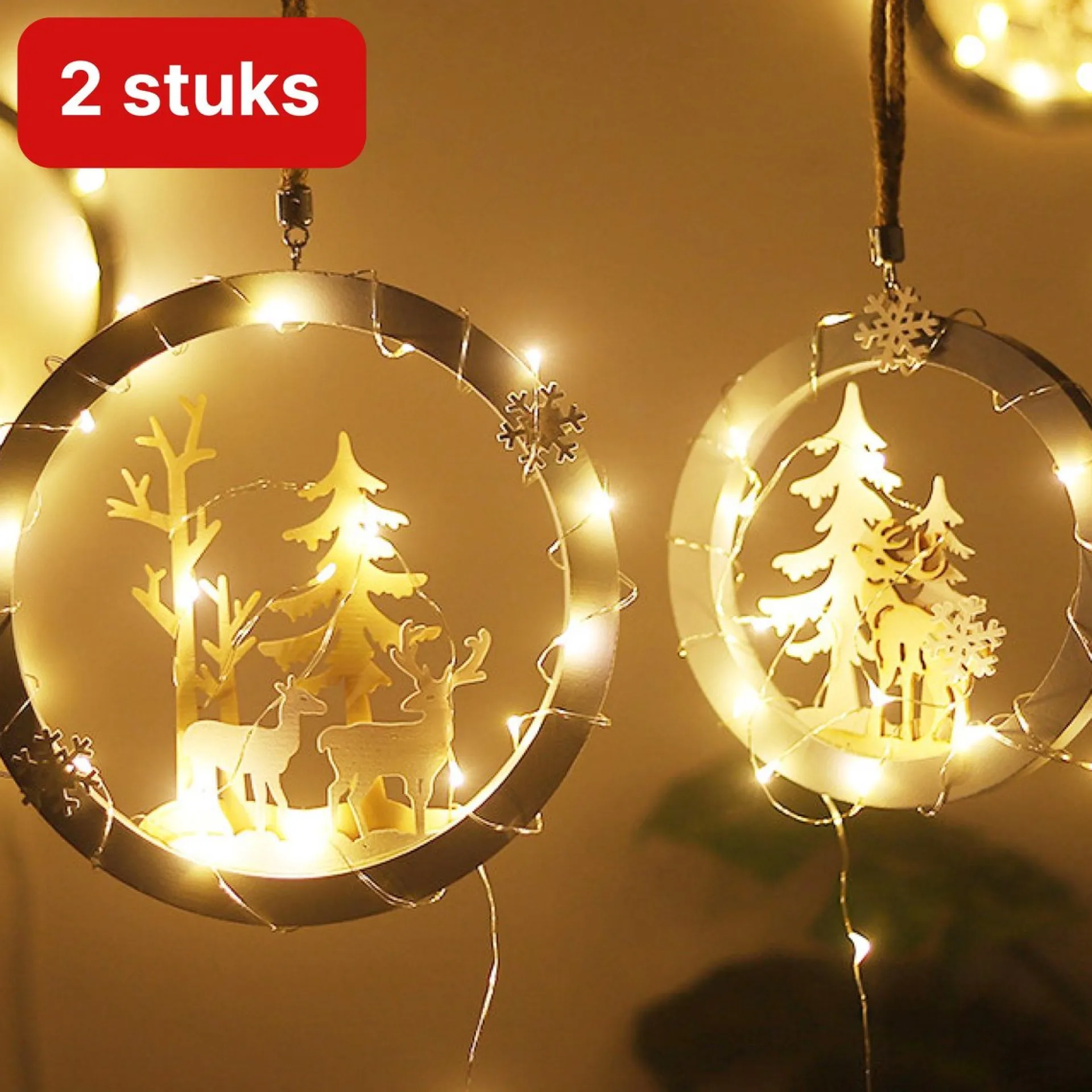 Nuvance - Led Rendier Kerstverlichting - 2 Stuks - Kerstverlichting Voor Binnen En Buiten - Kerstversiering - Kerstdecoratie Warm Wit Fashion