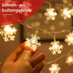 Nuvance - Led Sneeuwvlokken - 1.5 M - 10 Sterren - Kerstverlichting Voor Binnen En Buiten - Kerstdecoratie - Kerstversiering - Lichtslinger - Warm Wit Warm White New