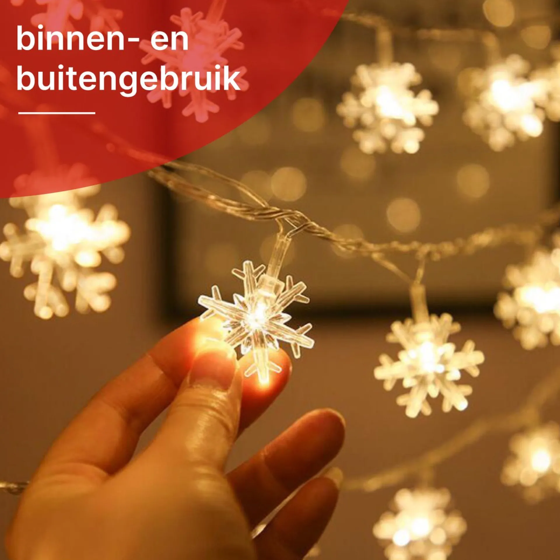 Nuvance - Led Sneeuwvlokken - 1.5 M - 10 Sterren - Kerstverlichting Voor Binnen En Buiten - Kerstdecoratie - Kerstversiering - Lichtslinger - Warm Wit Warm White New