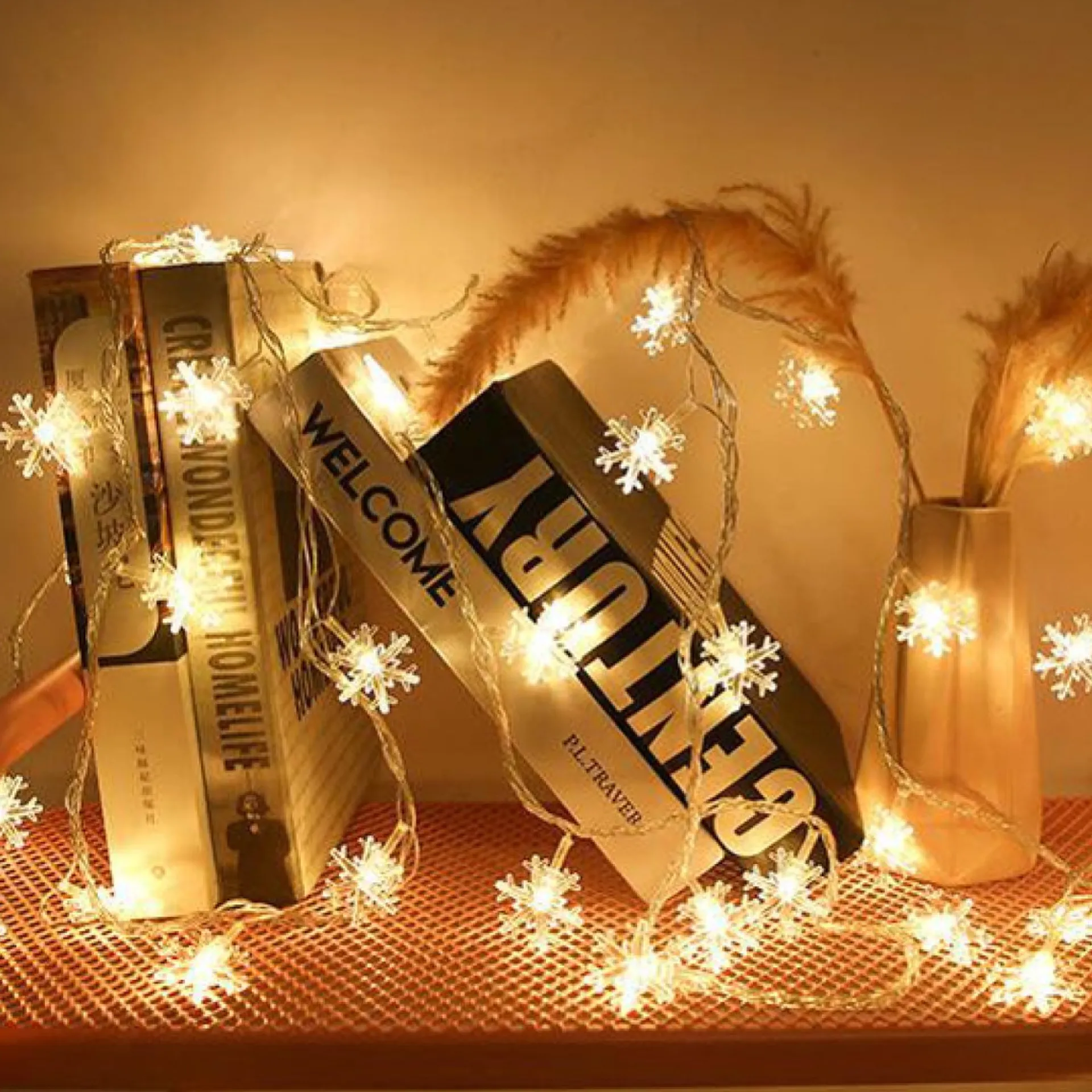 Nuvance - Led Sneeuwvlokken - 1.5 M - 10 Sterren - Kerstverlichting Voor Binnen En Buiten - Kerstdecoratie - Kerstversiering - Lichtslinger - Warm Wit Warm White New