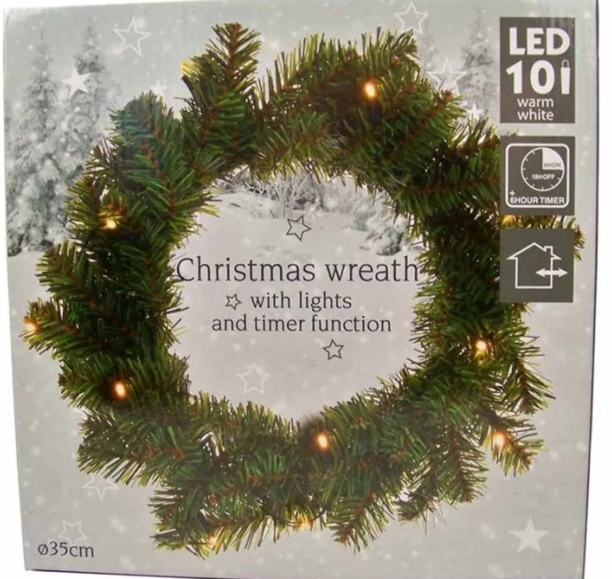 Oneiro Kerstkransen>'s Luxe Kerstkrans 35Cm - Met Verlichting En Timer - Kerst – Kerstkrans - Feestdagen - Winter - Verlichting - Binnen - Buiten – Sfeer