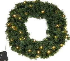 Oneiro Kerstkransen>'s Luxe Kerstkrans Met Led Verlichting 50 Cm - Kerst – Kerstkrans - Feestdagen - Winter - Verlichting - Binnen - Buiten – Sfeer