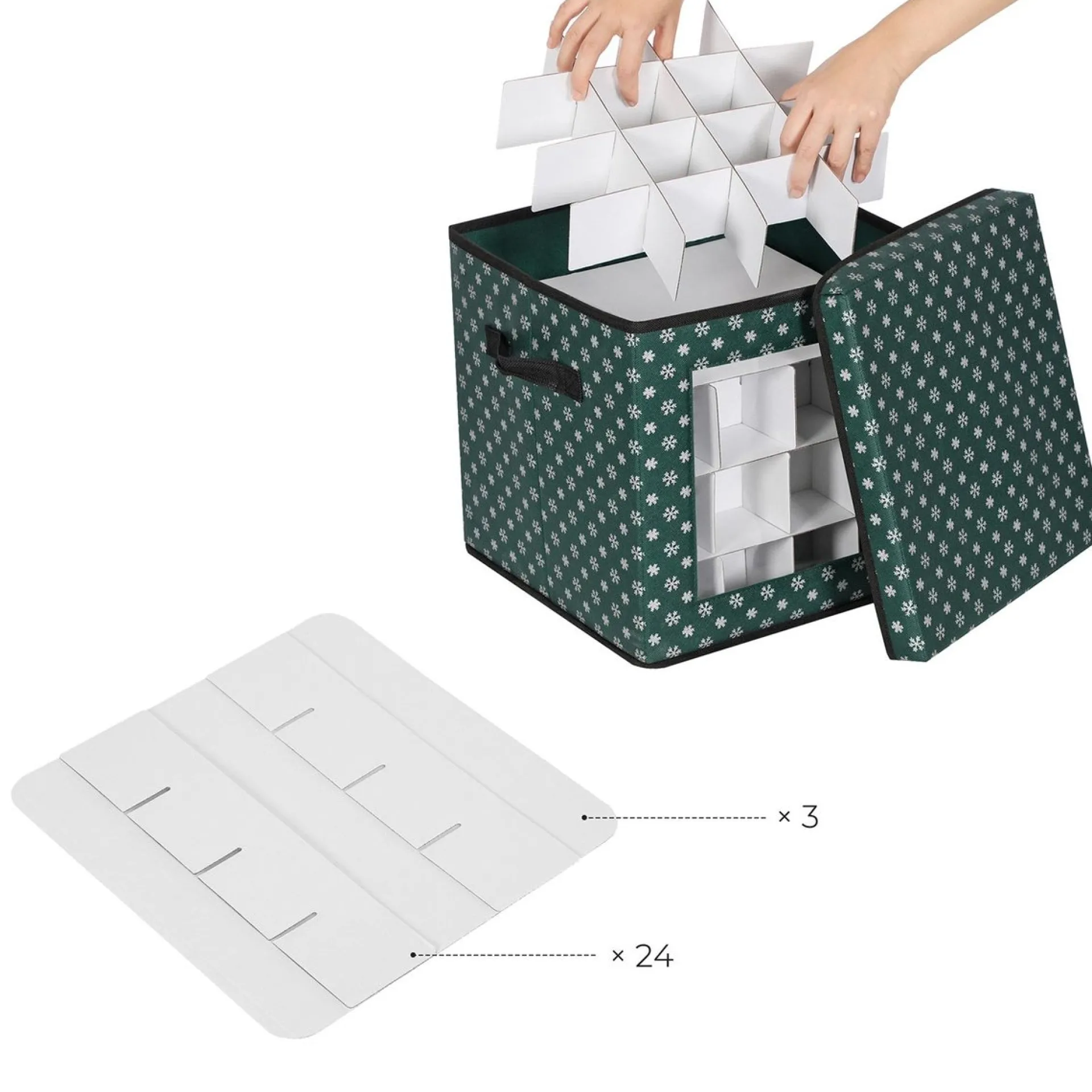 Unbranded Opbergdozen Celeste - Set Van 3 - Opvouwbare Dozen - Voor Kerstversiering - Elk 64 Kleine Vakken - Flexibele Verdelers - 30,5X30,5X30,5Cm - Blauw Fashion