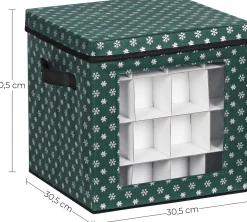 Unbranded Opbergdozen Celeste - Set Van 3 - Opvouwbare Dozen - Voor Kerstversiering - Elk 64 Kleine Vakken - Flexibele Verdelers - 30,5X30,5X30,5Cm - Blauw Fashion