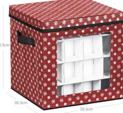 Unbranded Opbergdozen Levi - Set Van 3 - Opvouwbare Dozen - Voor Kerstversiering - Elk 64 Kleine Vakken - Flexibele Verdelers - 30,5X30,5X30,5Cm - Rood Cheap