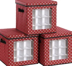 MeubelGigant Opbergdozen Voor Kerstballen - Set Van 3 - Vouwdozen - 64 Kleine Vakken Per Doos Discount