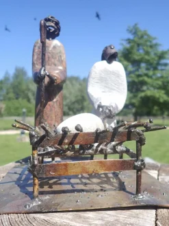 Wereldbeeld Kerststallen>Originele Kerststal Uit Zimbabwe, Kerstbeelden, Kerst, Kersttafereel, Steen En Gerecycleerd Metaal, Fairtrade En Handgemaakt