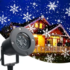 Orion Store - Kerstverlichting Voor Buiten - Kerst Sneeuwval Projector - Outdoor Kerst Projector - Outdoor Sneeuwvlok Projectie Verlichting - Projector Verlichting – Kerstmis Projector - Feestdagen Projector Lichten - Energieklasse A - Black Friday Store