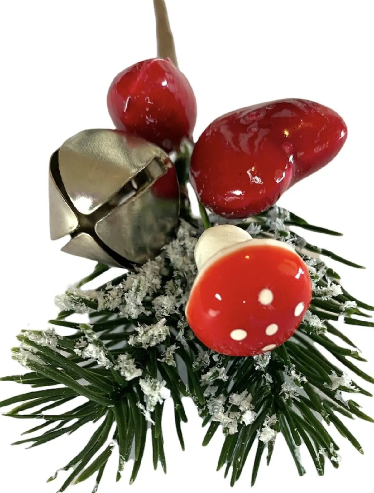 PD Kerststukjes>® - Mini Kersttak Met Bellen - Kerst Tak Met Decoratief Hart En Bel - Cadeauverpakking Decoratie - Kerst