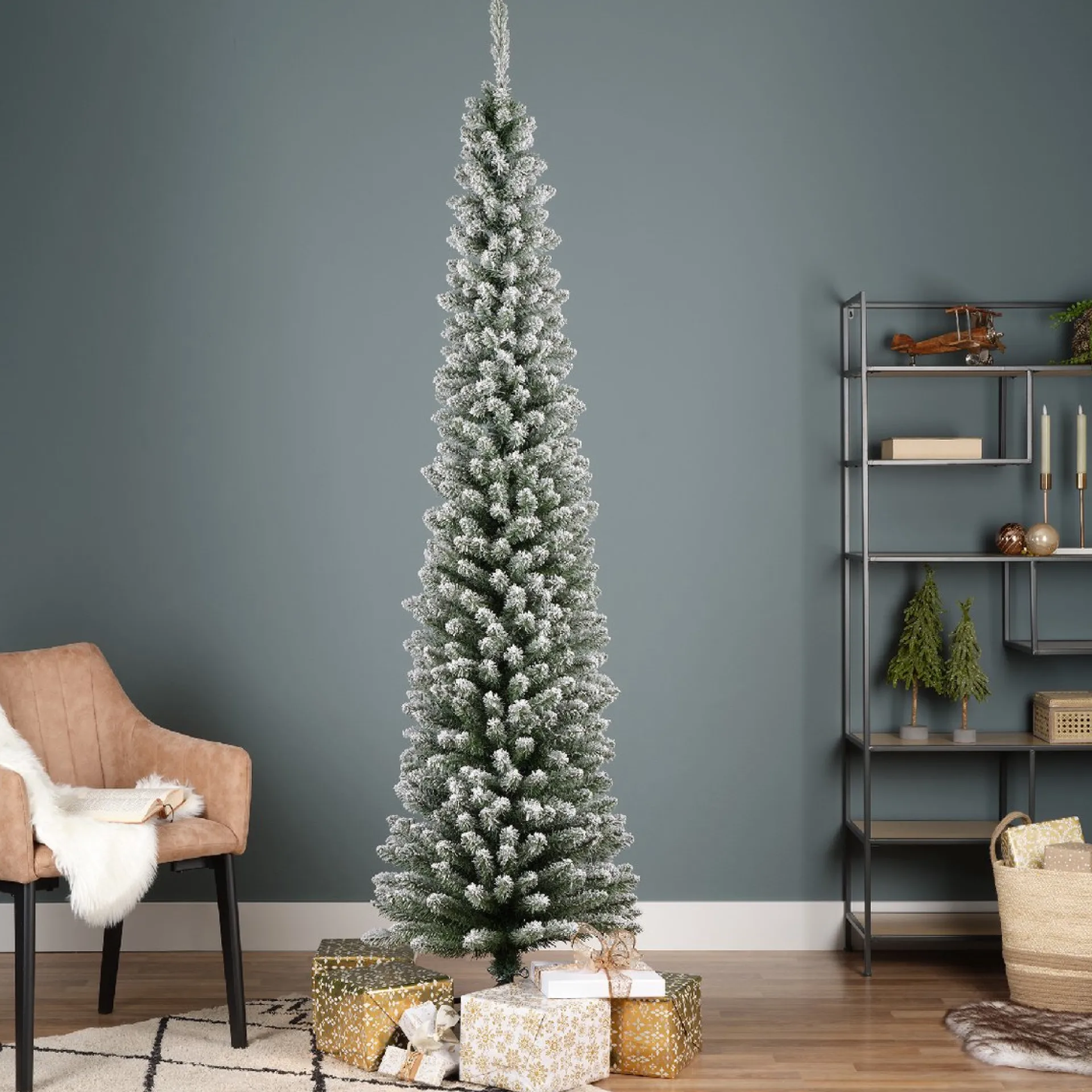 Everlands Pencil Pine Snowy Kunstkerstboom | Smal | Wit/Sneeuw | 210Cm Best