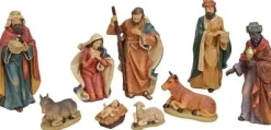 Merkloos Kerststallen>Polystone Kerststal Beeldjes / Beelden 9 Stuks 4 Tot 19 Cm