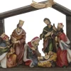 Merkloos Kerststallen>Polystone Kerststal Met Vallende Ster Inclusief Kerstbeelden 20 X 5,5 X 15 Cm