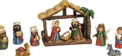 Merkloos Kerststallen>Polystone Mini Kinder Kerststallen 10 X 9 Cm Met Beelden / Figuren 4 X 2 Cm