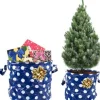 Present Time Kerstboomzak 2 Stuks– Kerstboomrok – Kerstboomhuls – Blauw Met Witte Stippen New