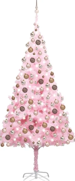 ForYou Prolenta Premium - Kunstkerstboom Met Led's En Kerstballen 240 Cm Pvc Roze Discount