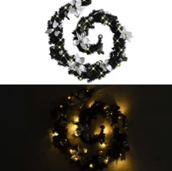 Prolenta Premium Kerststukjes> Kerstslinger Met Led-Lampjes 2,7 M Pvc Zwart