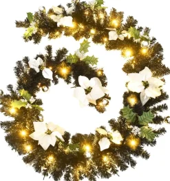Prolenta Premium Kerststukjes> Kerstslinger Met Led-Lampjes 2,7 M Pvc Zwart