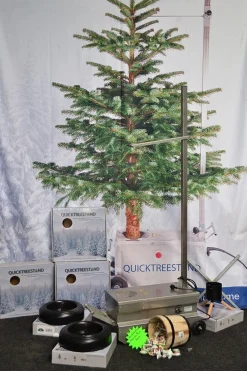 Quictreestand Quicktreestand, Kerstboom Standaard, Houten, Whiskey Duigen, Met Pin, Voor Voorgeboorde Kerstbomen Outlet