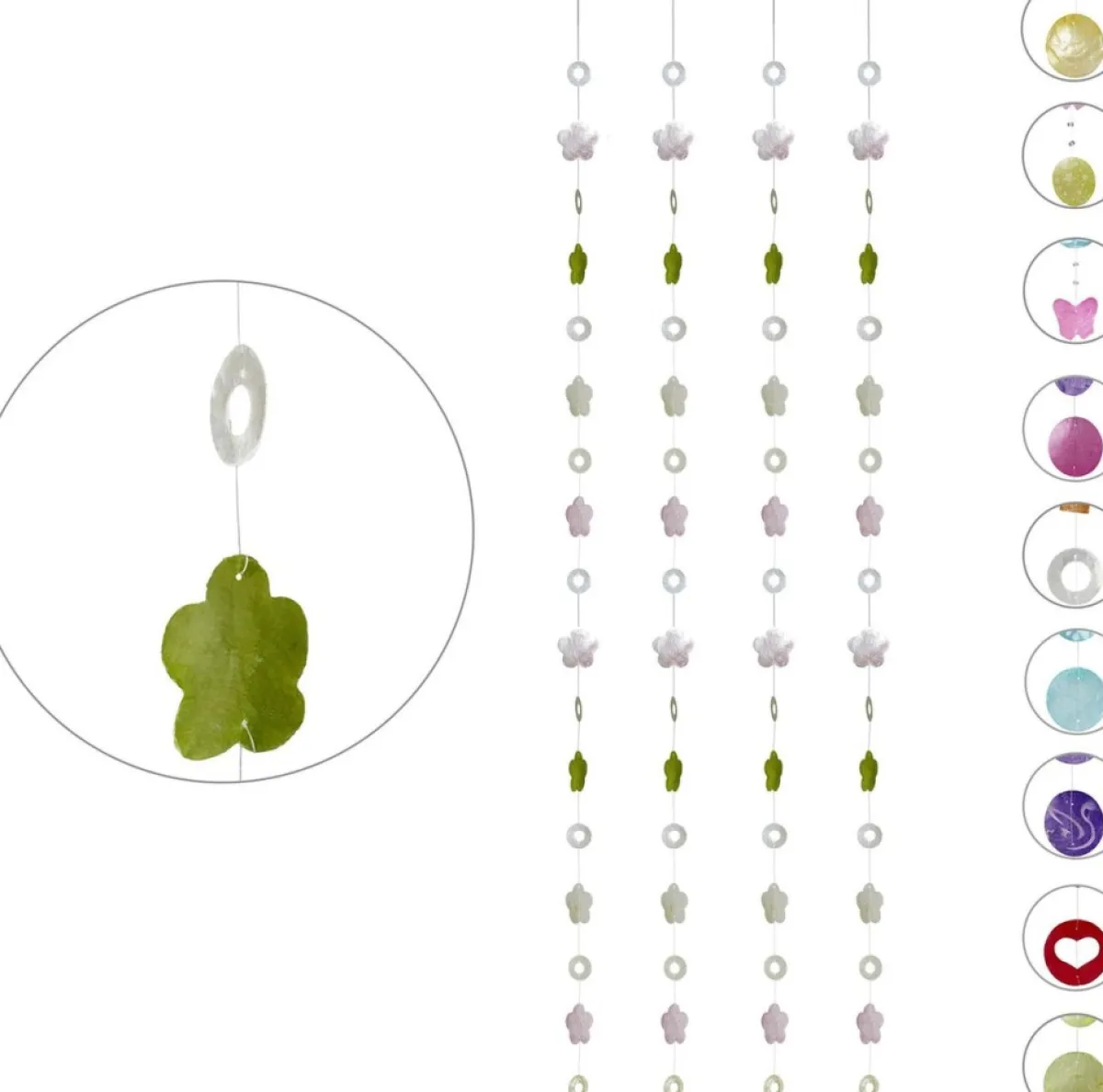 Relaxdays Guirlandes> Capiz Schelpen Guirlande - Schelpen Gordijn - 4 Stuks - Deurgordijn Balkon 180Cm - E