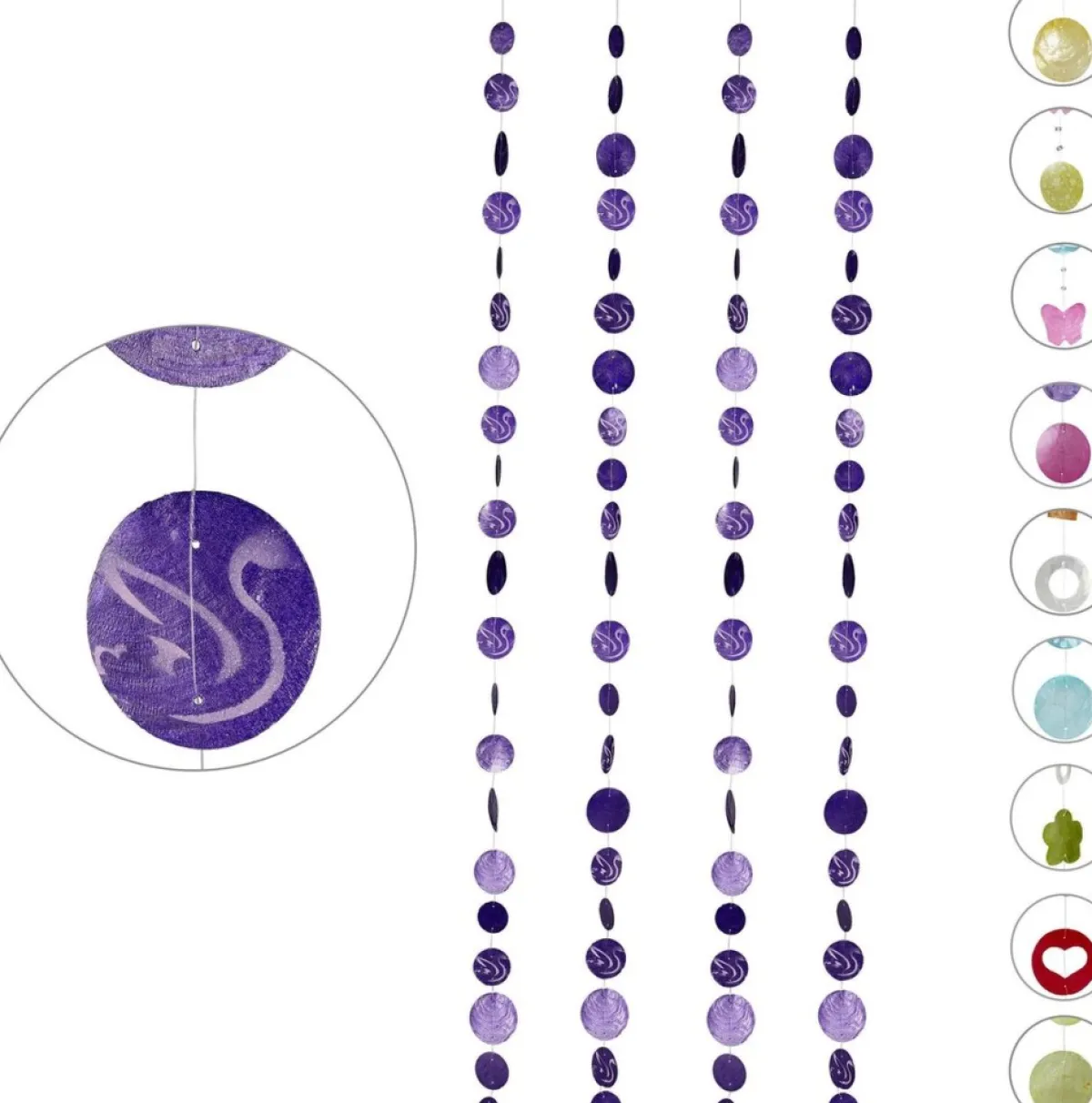 Relaxdays Guirlandes> Capiz Schelpen Guirlande - Schelpen Gordijn - 4 Stuks - Deurgordijn Balkon 180Cm - E