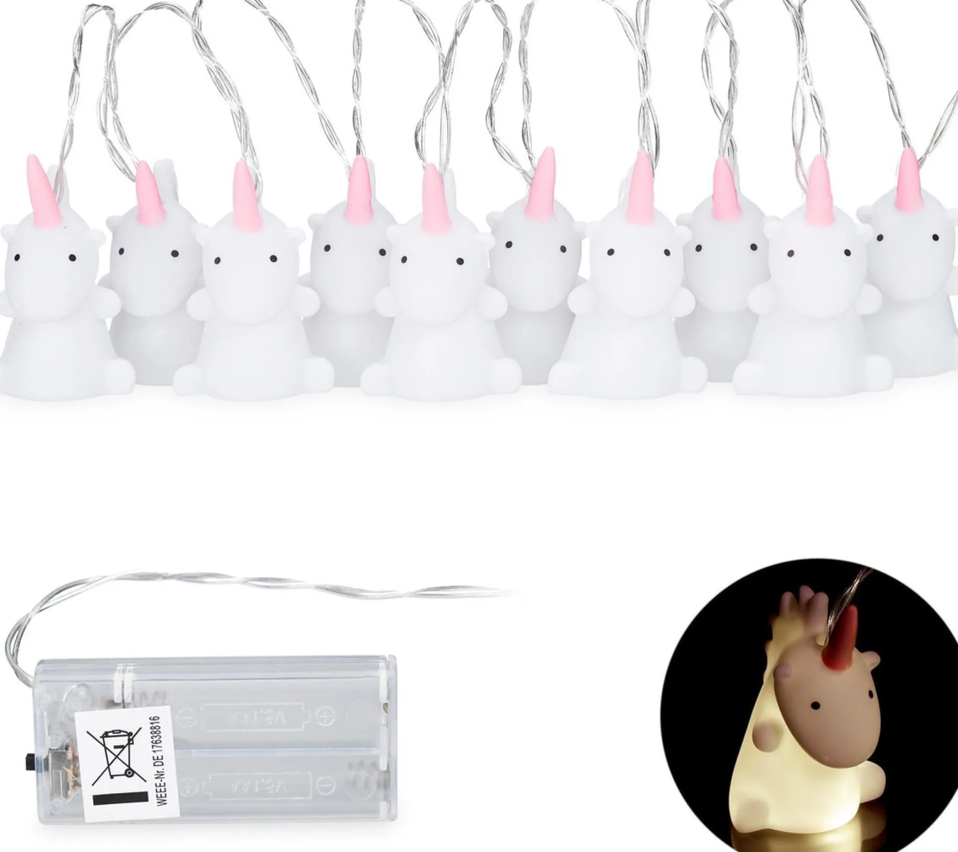 Relaxdays Eenhoorn Lichtsnoer - Led - Lichtslang - Lichtslinger - Nachtlamp - Batterijen Hot