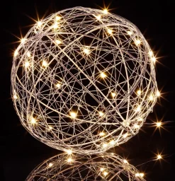 Relaxdays Led Draadbol - Decoratieve Lamp - 20 Cm - Sierlamp - Draadlamp - Zilver Outlet