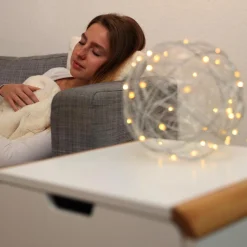 Relaxdays Led Draadbol - Decoratieve Lamp - 20 Cm - Sierlamp - Draadlamp - Zilver Outlet