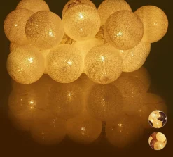 Relaxdays Led Lichtslang Met 20 Ballen - Sfeerverlichting - Feestverlichting - Katoen Grijs-Bruin Cheap