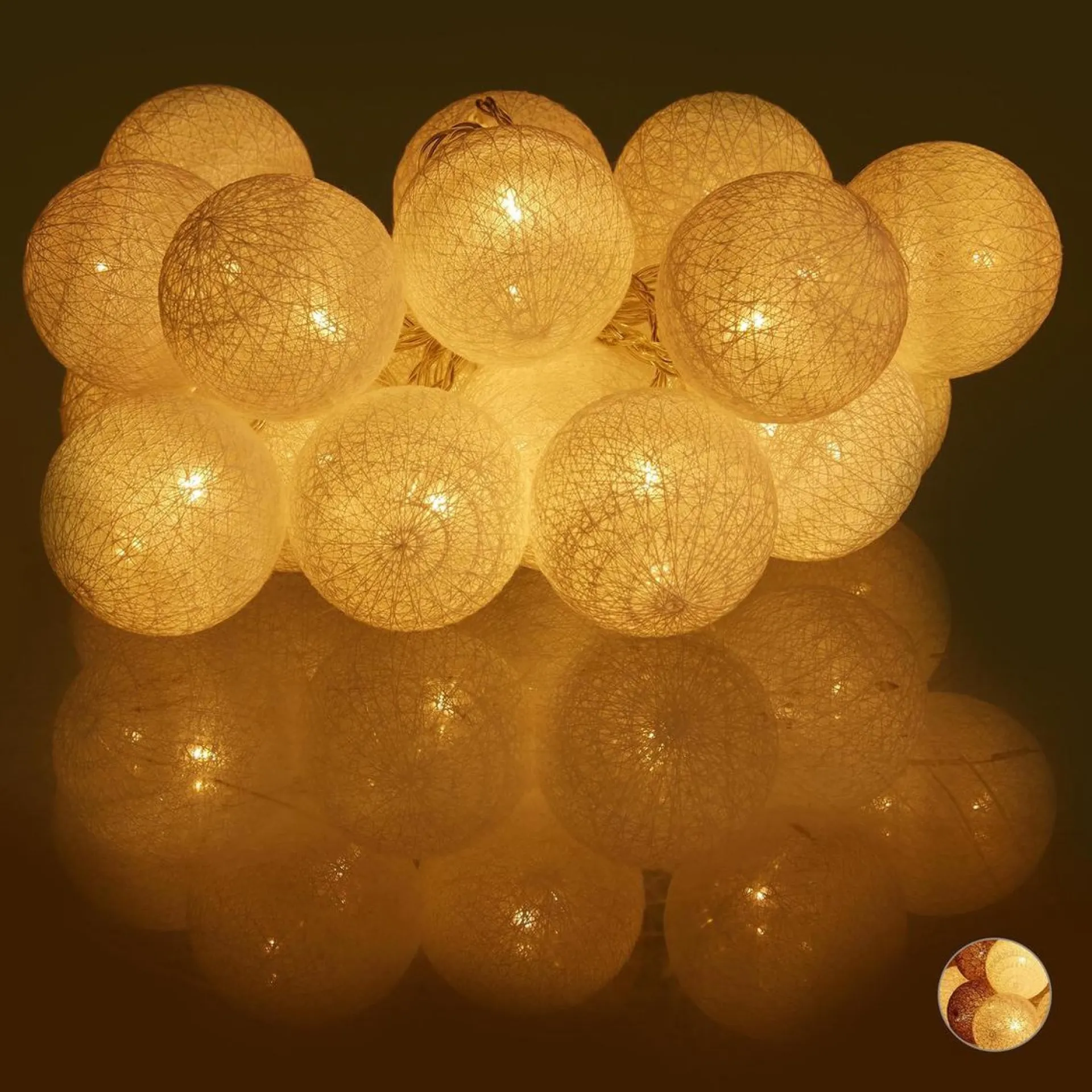 Relaxdays Led Lichtslang Met 20 Ballen - Sfeerverlichting - Feestverlichting - Katoen Grijs-Bruin Cheap