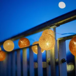 Relaxdays Led Lichtslang Met 20 Ballen - Sfeerverlichting - Feestverlichting - Katoen Grijs-Bruin Cheap