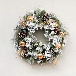 Riviera Maison Kerststukjes> Kerstkrans - Merry Christmas Wreath - Goud - 65Cm