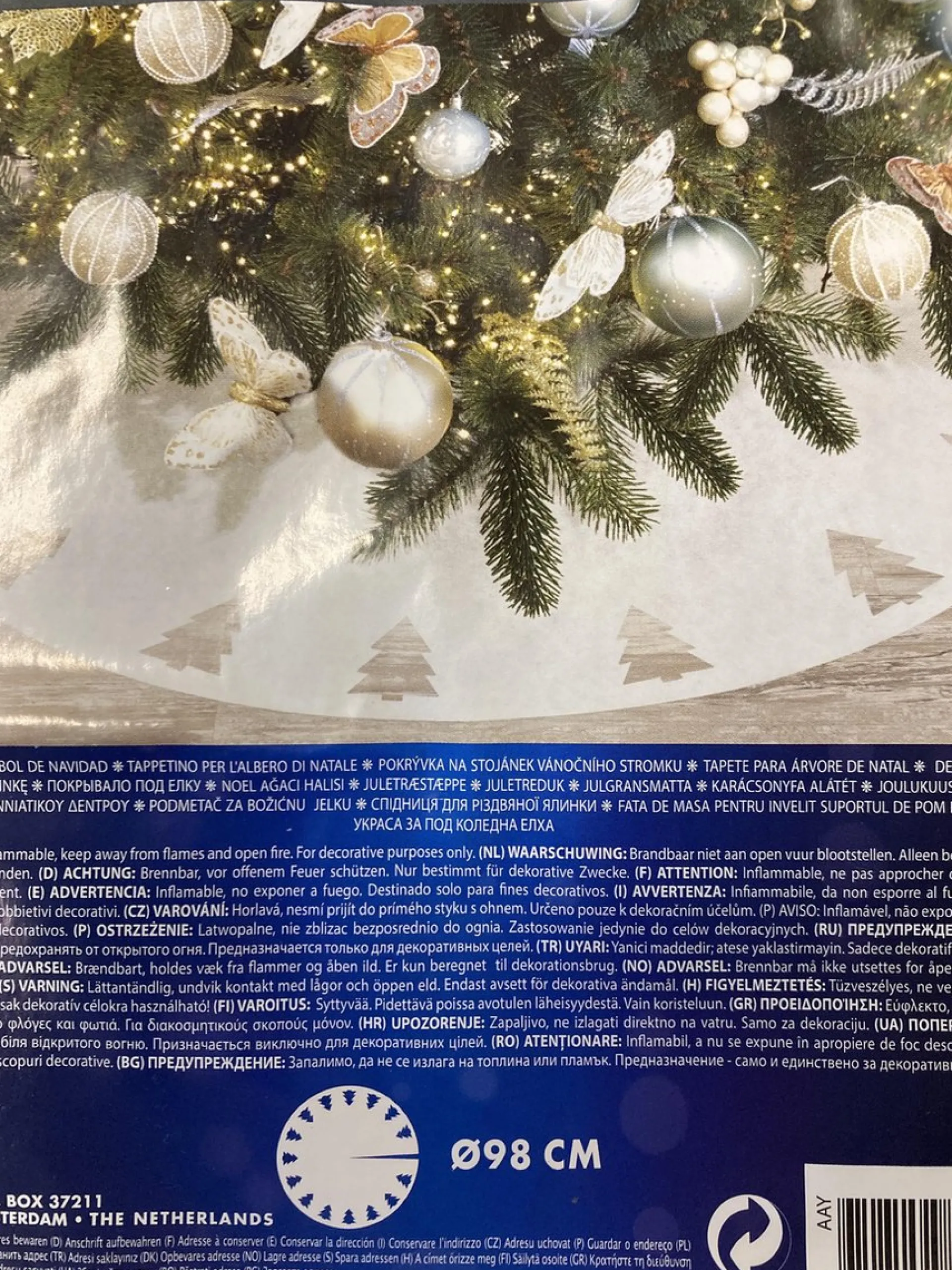 Merkloos Rokje Voor Kerstboom - Sneeuwkleed Rondom Vloer Kerst Boom 98 Cm Clearance