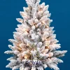 Royal Christmas - Flock / Sneeuw Kunstkerstboom In Plastic Pot - Lengte 105 Cm - Met Warm Led Batterij Verlichting - Met Sneeuw - 122 Takken Flash Sale