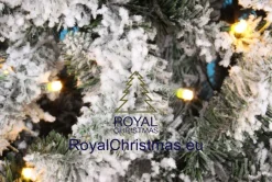 Royal Christmas - Flock / Sneeuw Kunstkerstboom In Plastic Pot - Lengte 105 Cm - Met Warm Led Batterij Verlichting - Met Sneeuw - 122 Takken Flash Sale