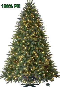 Royal Christmas - Kunstkerstboom - Hawaii Abies Nordmann Deluxe 100% Pe - Met 700 Warm Led Lampjes - Snelle Opbouw - Hoogte 240 Cm Best